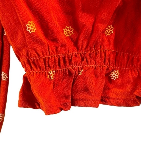 Sale American Eagle Women’s Top S Orange Cropped Long Sleeves - Picture 6 of 11